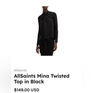All Saints black mock twist neck top